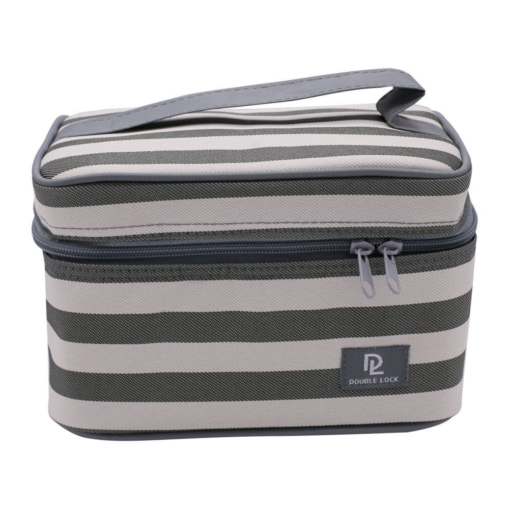 DL 2Pcs Glass Lunch Box With Grey lining Rectangle Bag