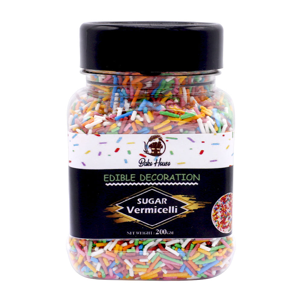 Edible Cake Decorating Vermicelli 200g Pack (Multi Color)