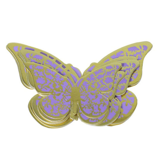 3D Purple Color Butterflies For Decoration 12Pcs Pack