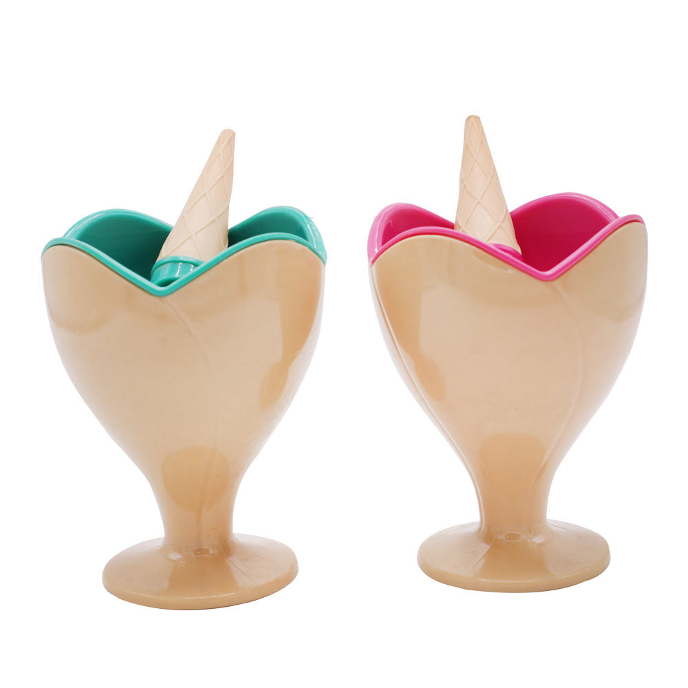 2Pcs Ice Cream Cup With Spoon Plastic