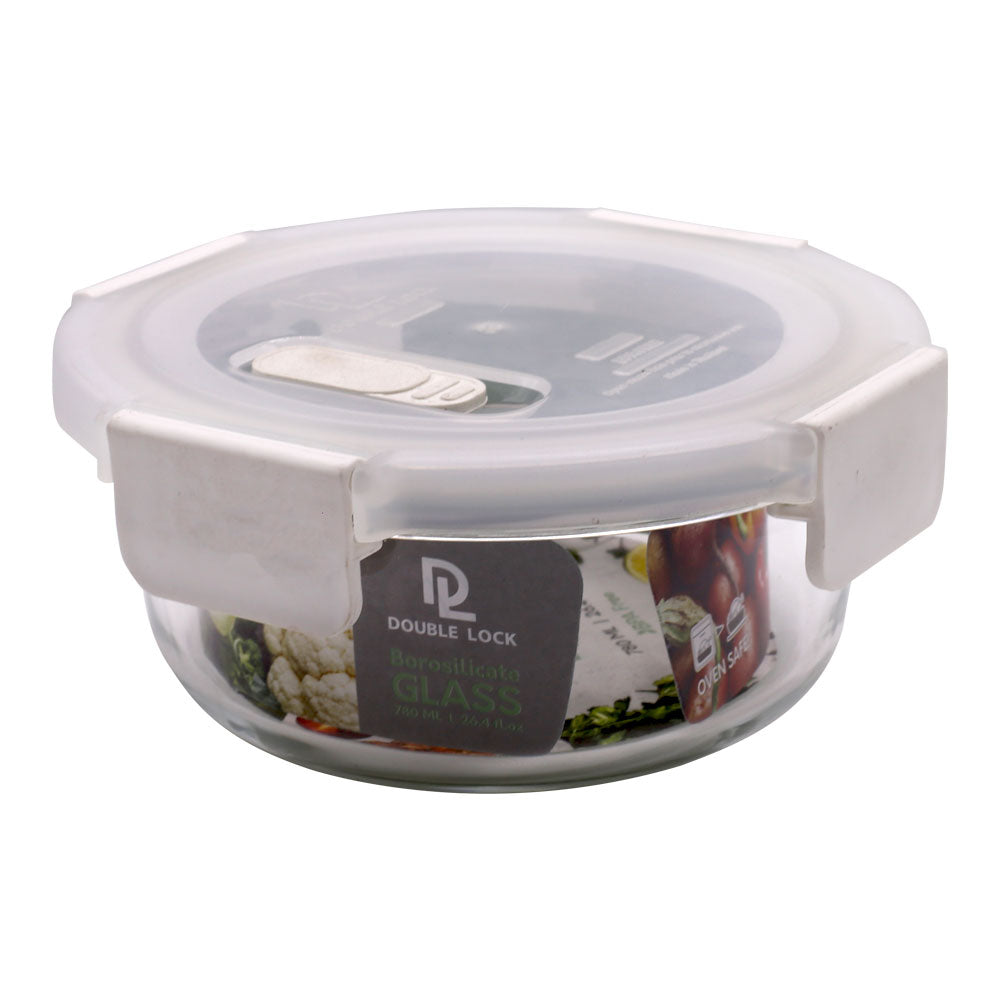 DL Airtight Borosilicate Glass Round Storage Box 780ml