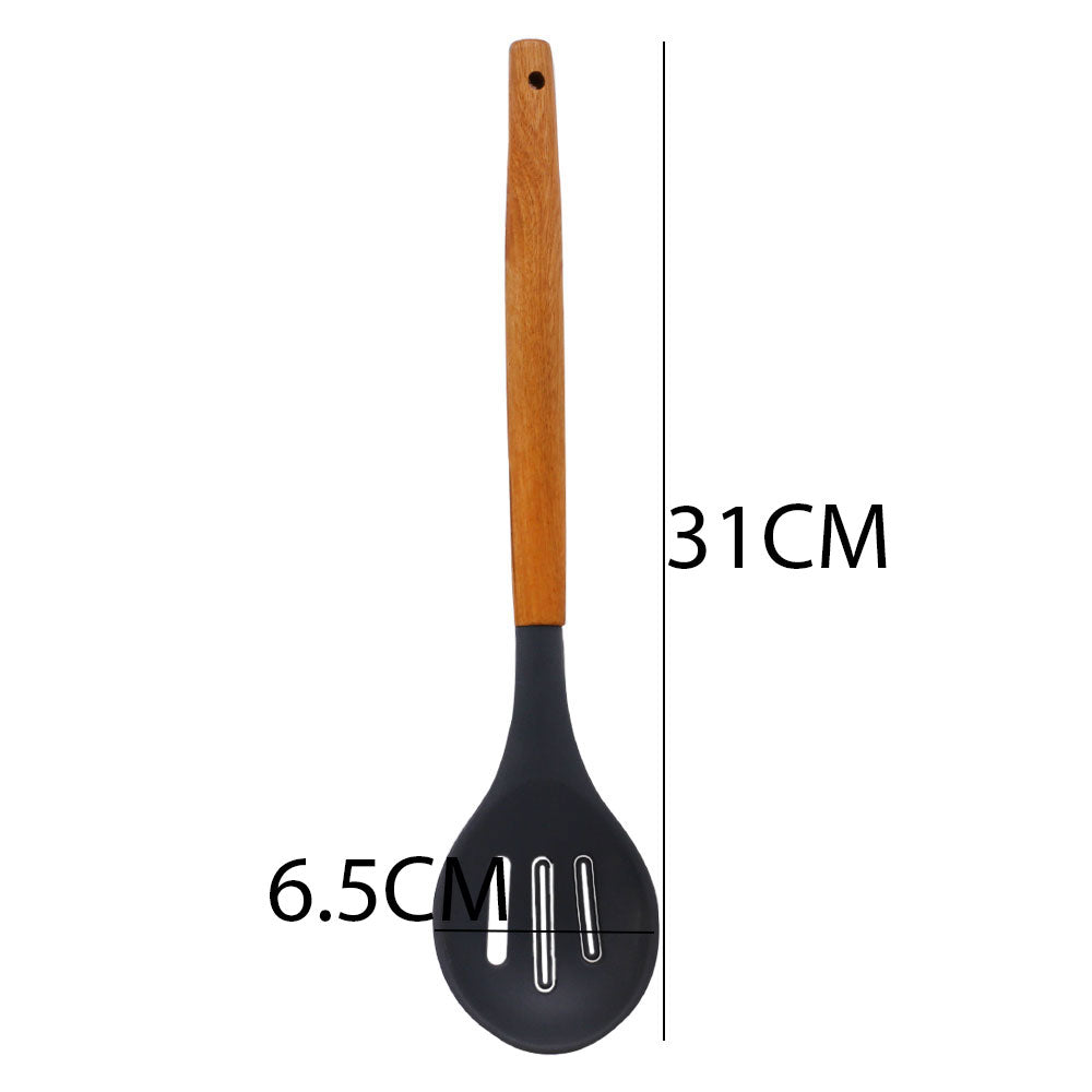 Benchwood Silicone Slotted Spoon With Wooden Handle