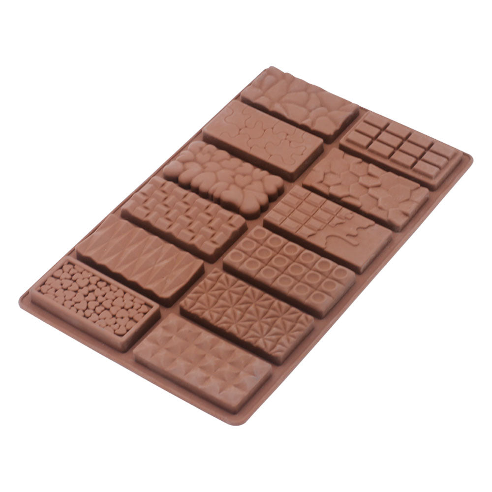 Multi Designs Mini Chocolate Bars Silicone Mold 12 Cavity