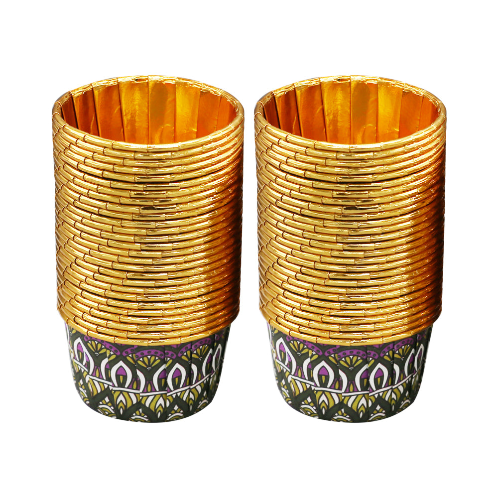 50 Pcs Paper Foil Cupcake Liner Flower Design