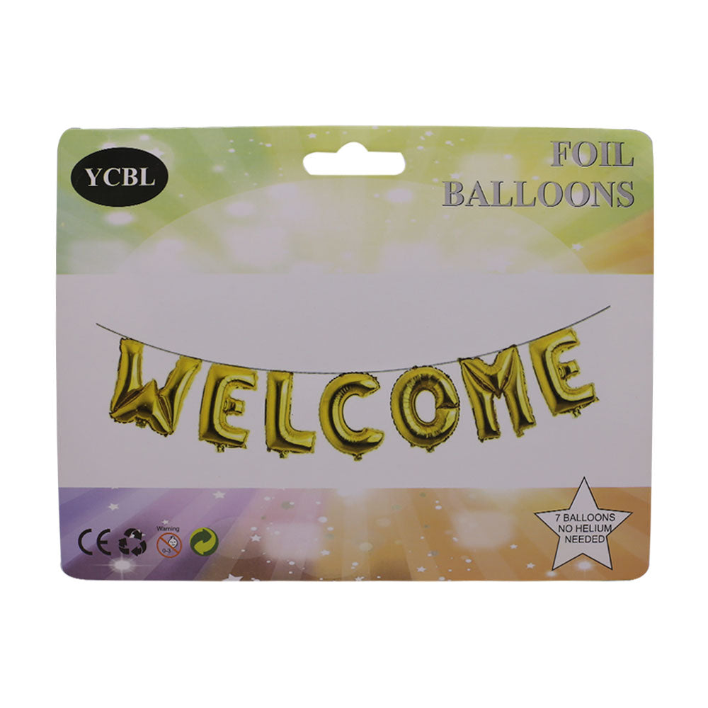 Golden Welcome Letters Shape Foil Balloons Wall Banner For Party Decoration