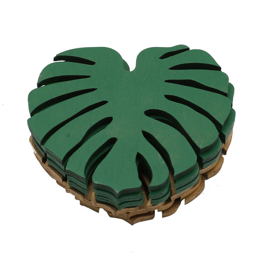 Leaf Shape Wooden Tea Coasters  6pcs Set