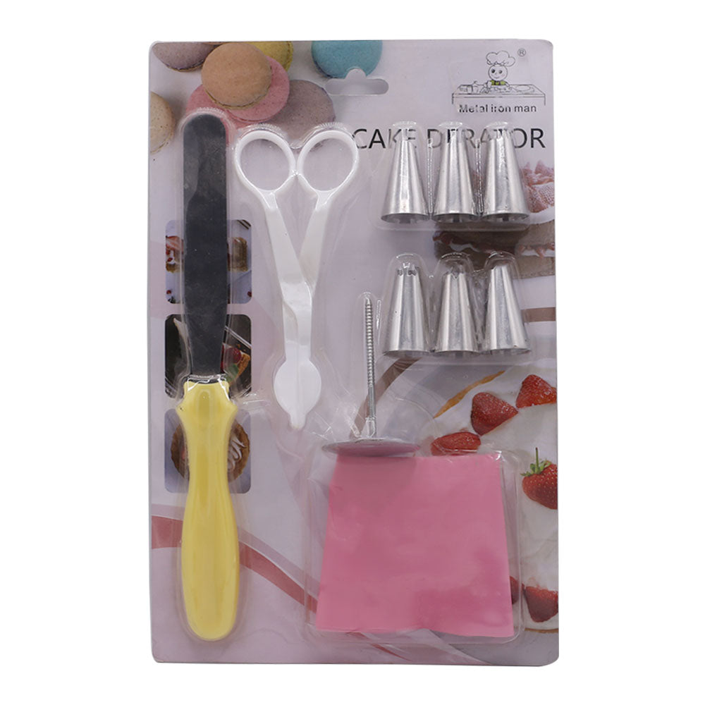 6Pcs Nozzle With Icing Bag, Flower Nail, Pallet Knife & Lifting Scissor