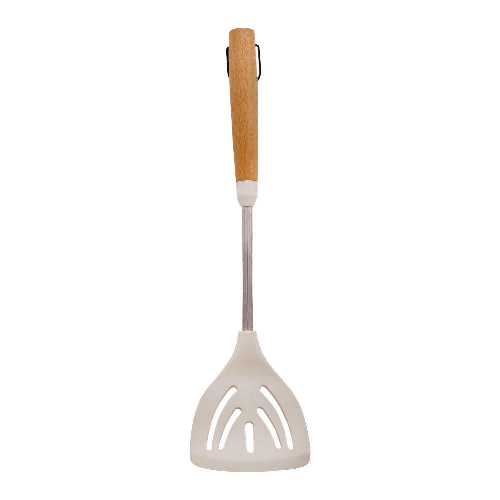 AITOS Silicone Slotted Spoon With Wooden Stainless Steel Handle