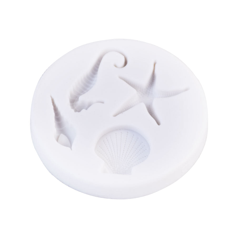 Sea Horse, Starfish And Shell Silicone Fondant Mold 4 Cavity