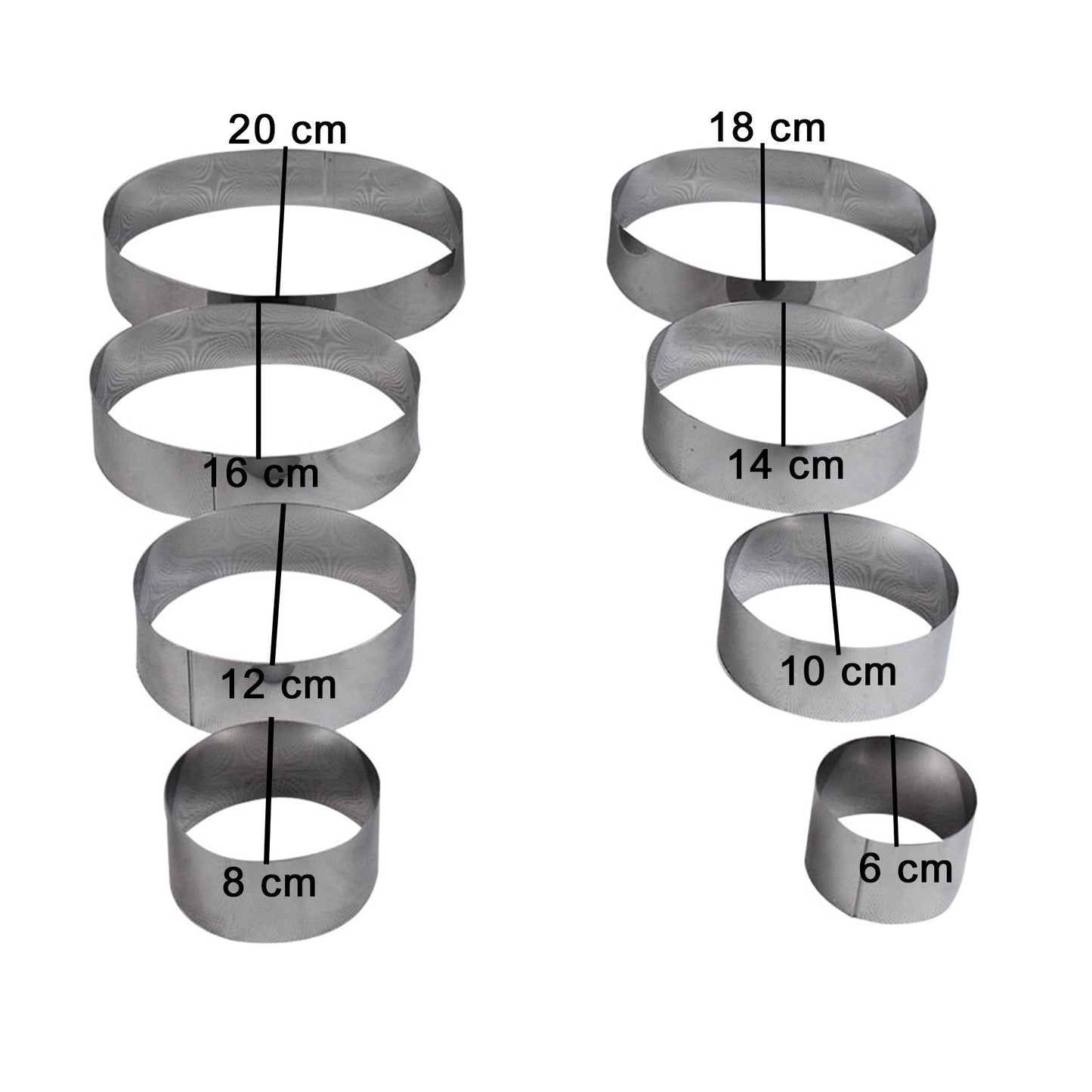 Round Cookie & Fondant Cutter Stainless Steel 8Pcs Set