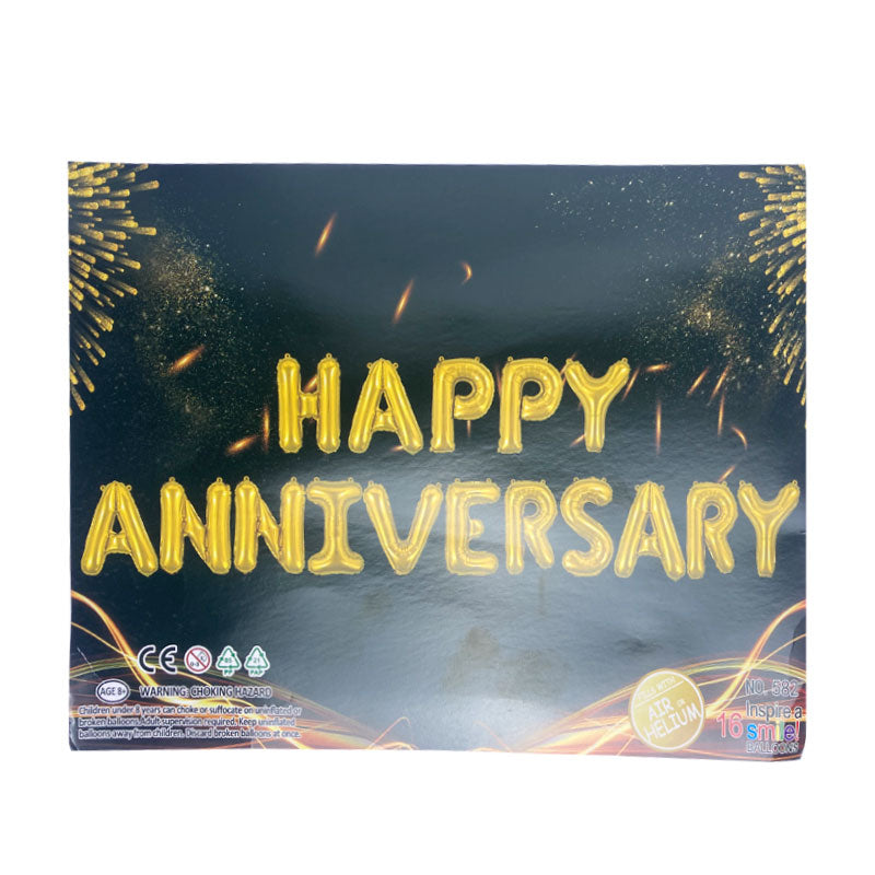 Happy Anniversary Letters Shape Foil Balloons Wall Banner For Party Decoration