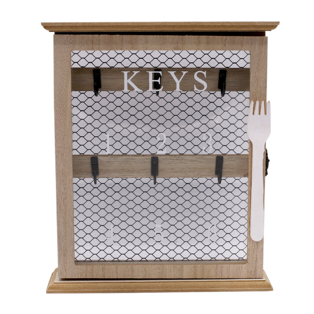 Wooden Key Holder Frame 6 Hooks