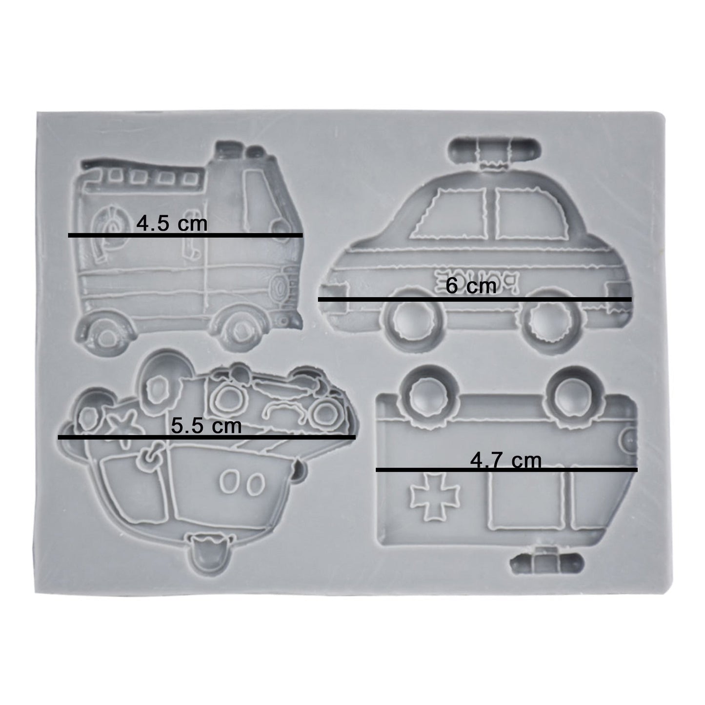 Land Transport Silicone Fondant Mold 4 Cavity