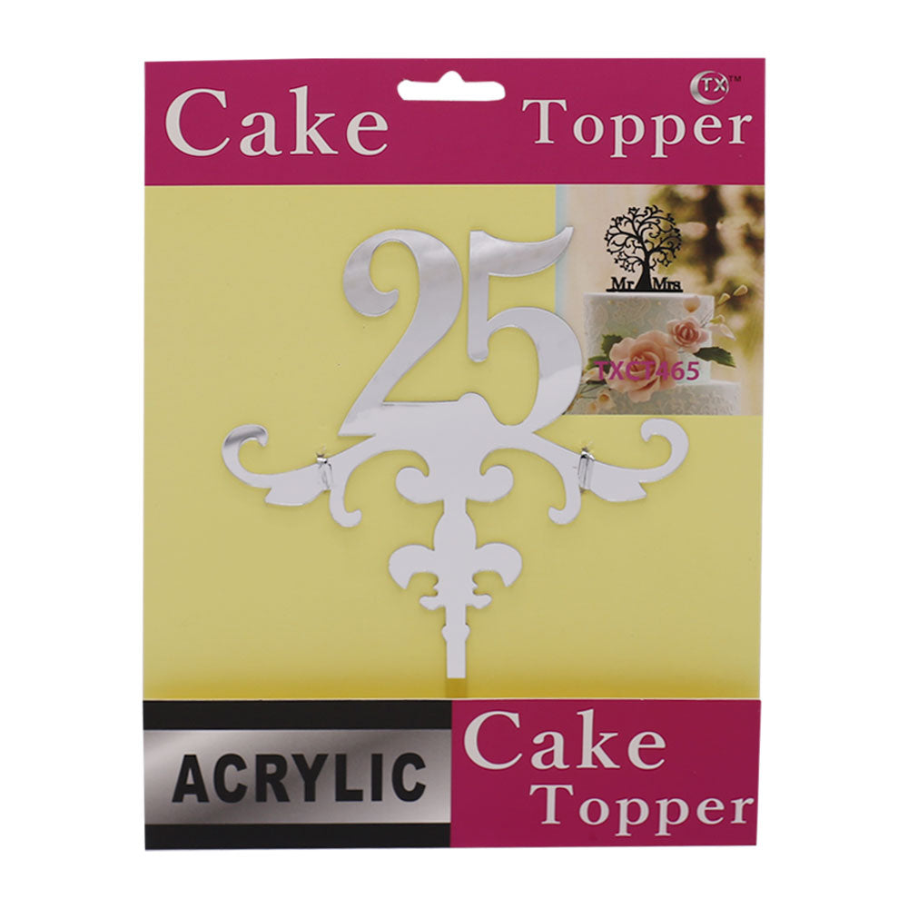 (25) Number Cake Topper Silver