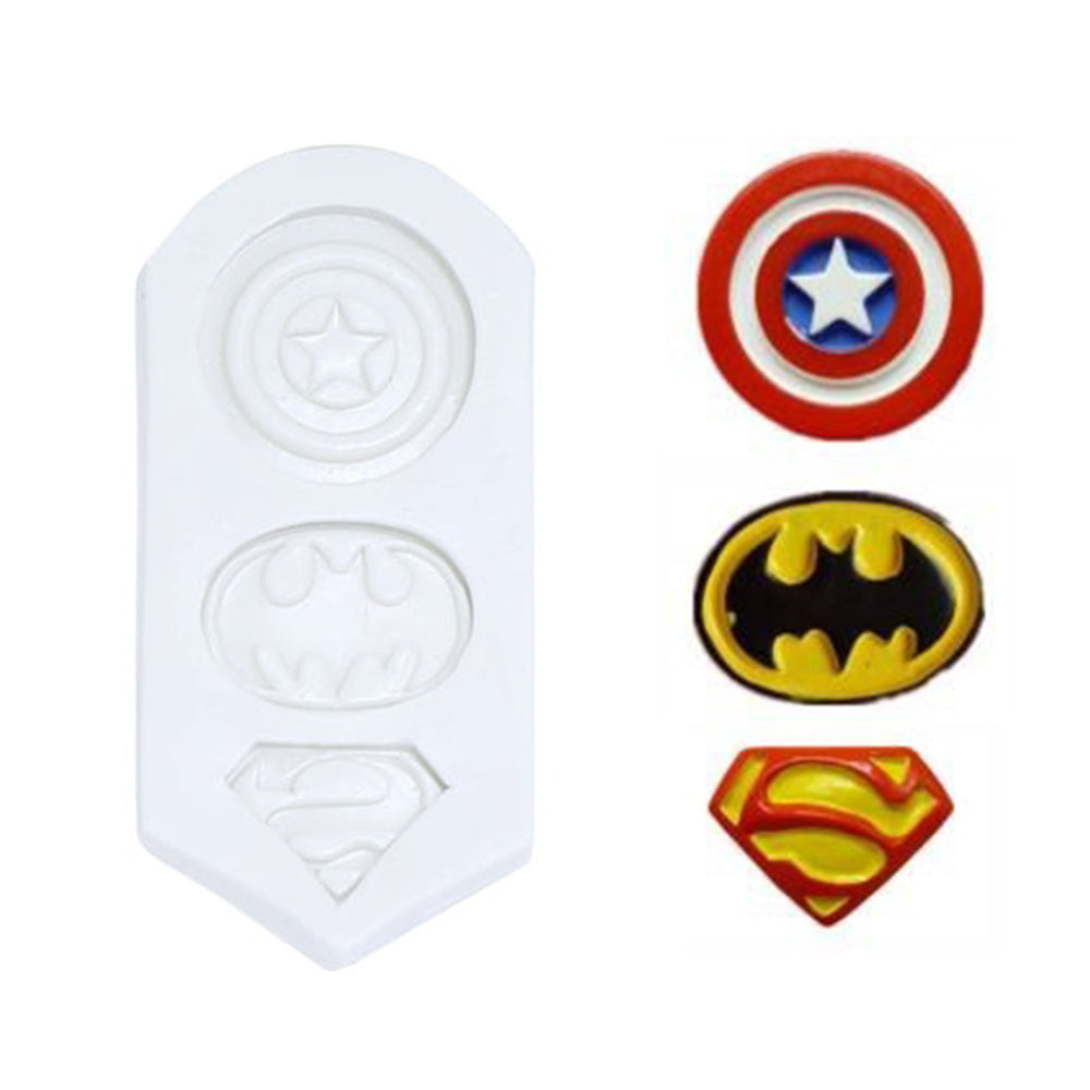 Superhero Logo Silicone Fondant Mold 3 Cavity