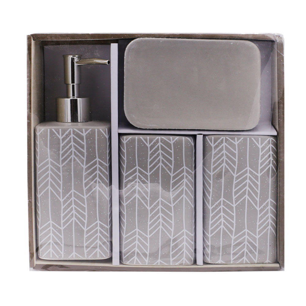 Arrows Design 4 Pcs Ceramic Bathroom Accessories Set