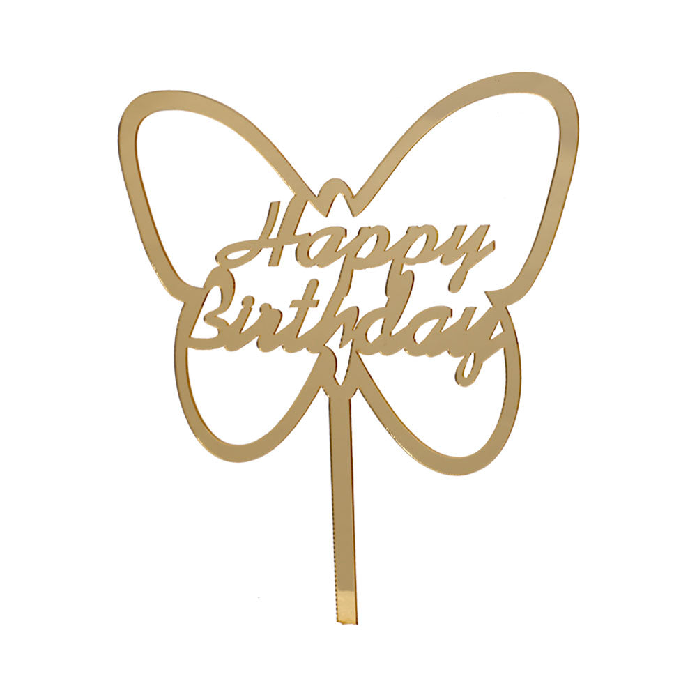 Happy Birthday Cake Topper In Butterfly Design