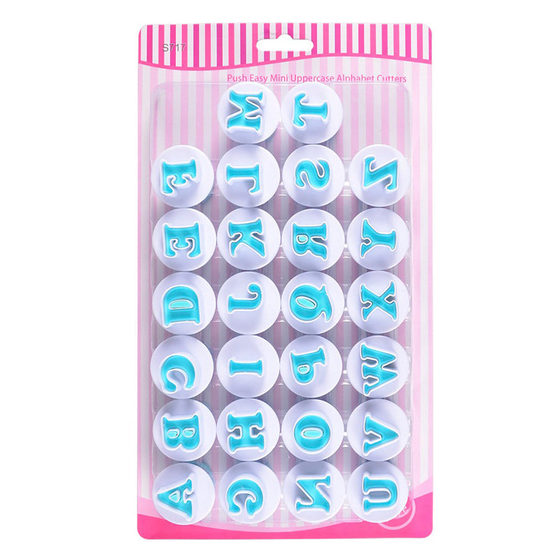 Uppercase Alphabets Fondant Plunger Cutter 26Pcs Set Plastic