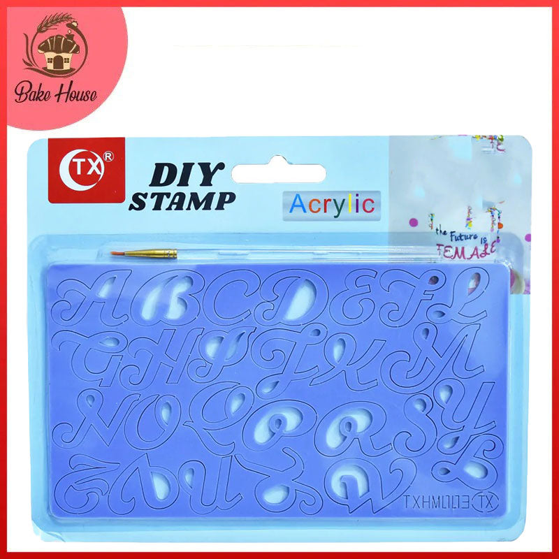 Uppercase Alphabets Fondant Stamp With Brush