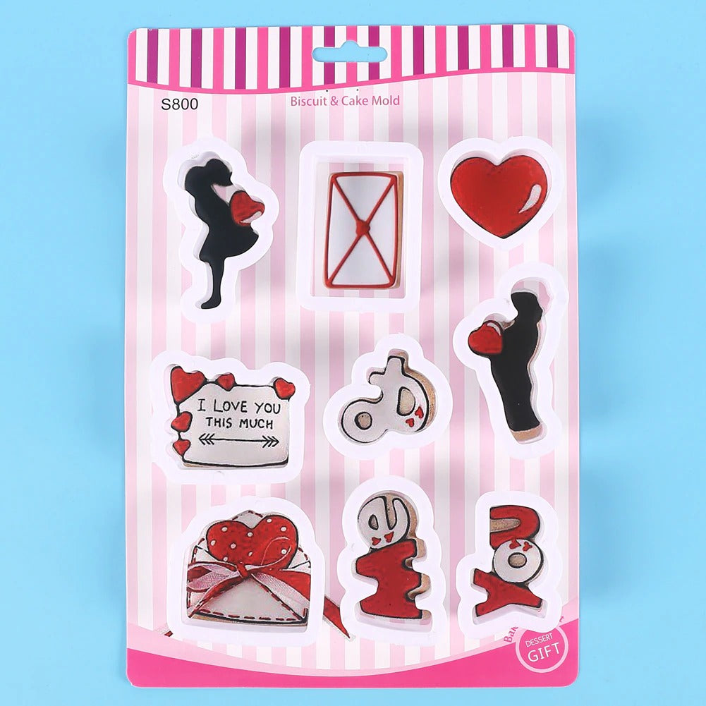 Valentine Theme Fondant & Cookie Cutters 9Pcs Set