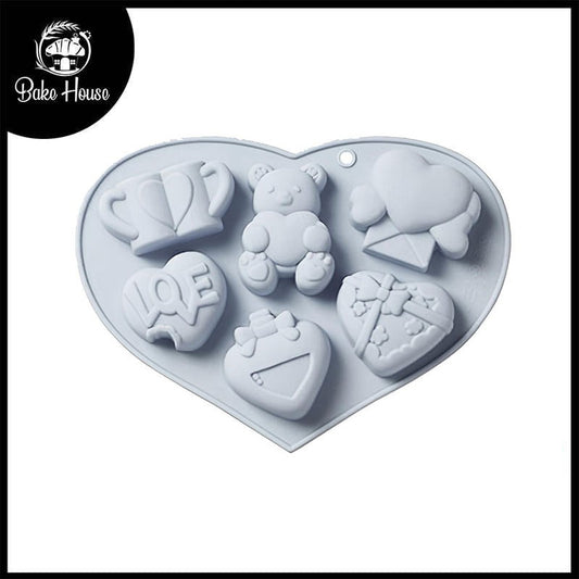 Valentine's Day Theme Silicone Fondant Mold 6 Cavity