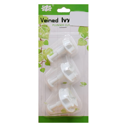 Veined Ivy leaf Plunger Fondant Cutter 3Pcs Set Plastic