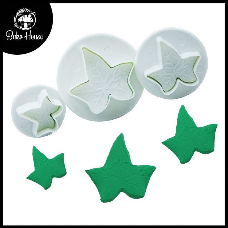 Veined Ivy leaf Plunger Fondant Cutter 3Pcs Set Plastic