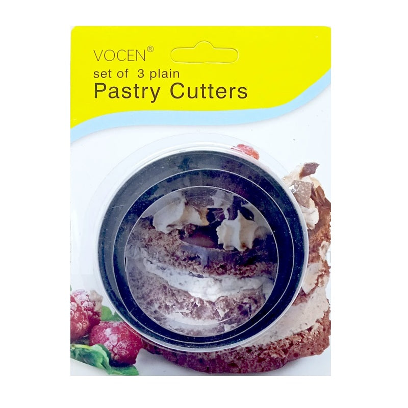 Vocen Set Of 3 Plain Pastry Cutters Stainless Steel