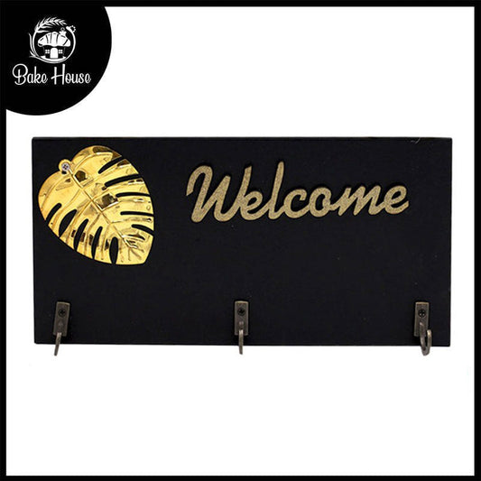 WELCOME Wall Hanging Key Holder 3 Hooks