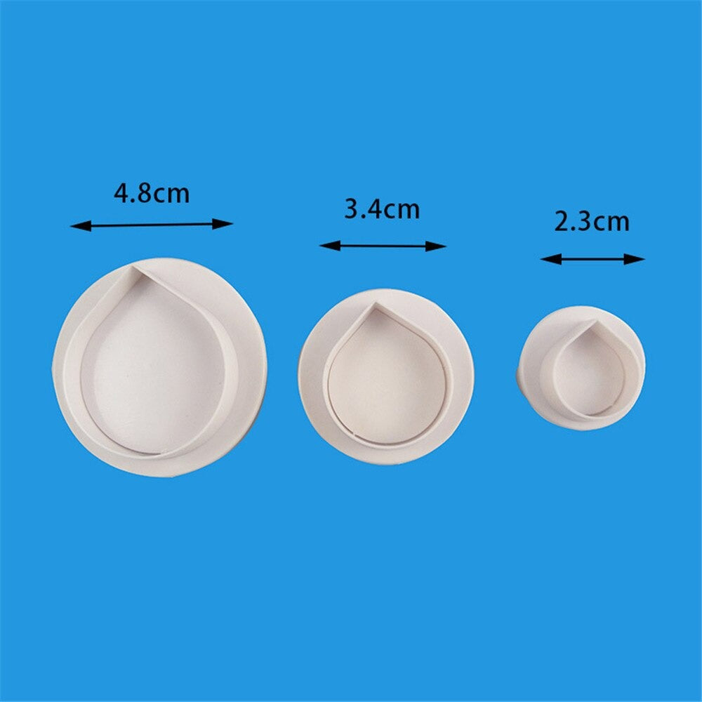 Water Drop Fondant Plunger Cutter 3Pcs Set