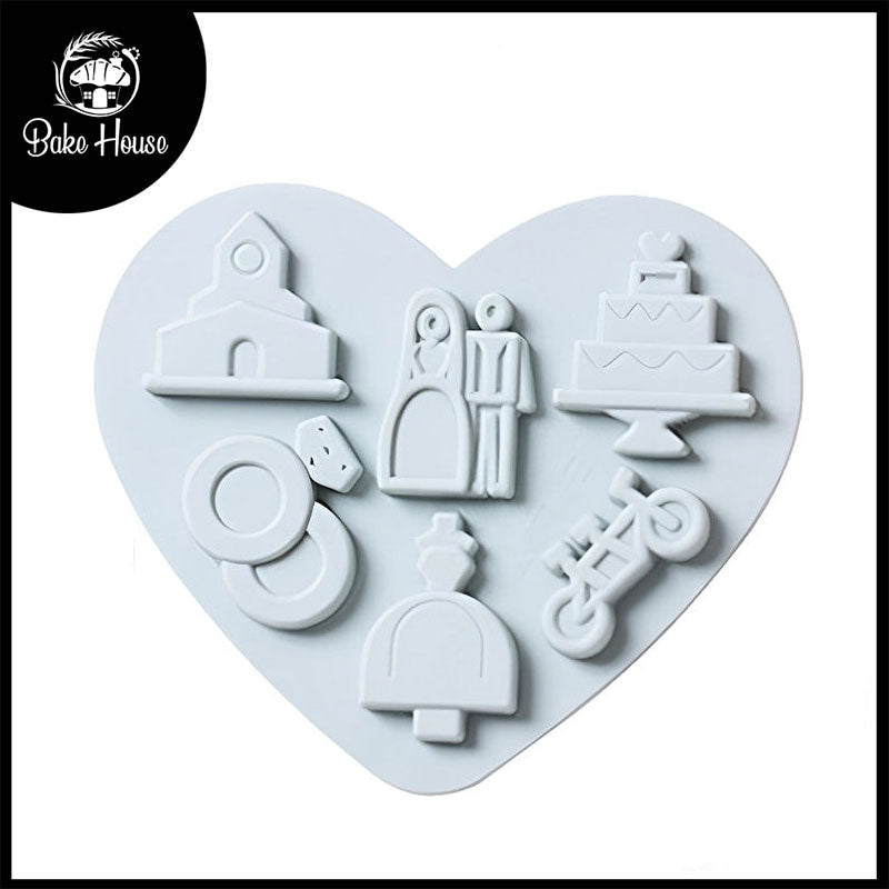 Wedding Theme Silicone Fondant And Chocolate Mold 6 Cavity