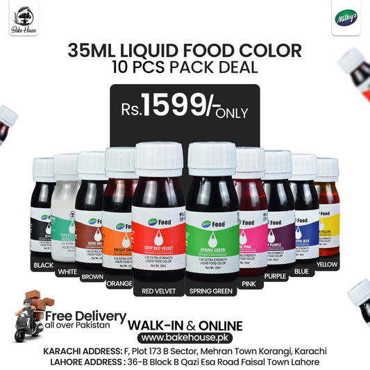 Milkyz Food Liquid Food Colors Deal 35ML 10Pcs Free Delivery All Over Pakistan (Deal #4)