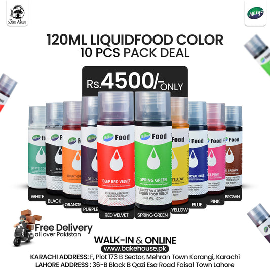 Milkyz Food Liquid Food Colors Deal 120ML 10Pcs Free Delivery All Over Pakistan (Deal #9)