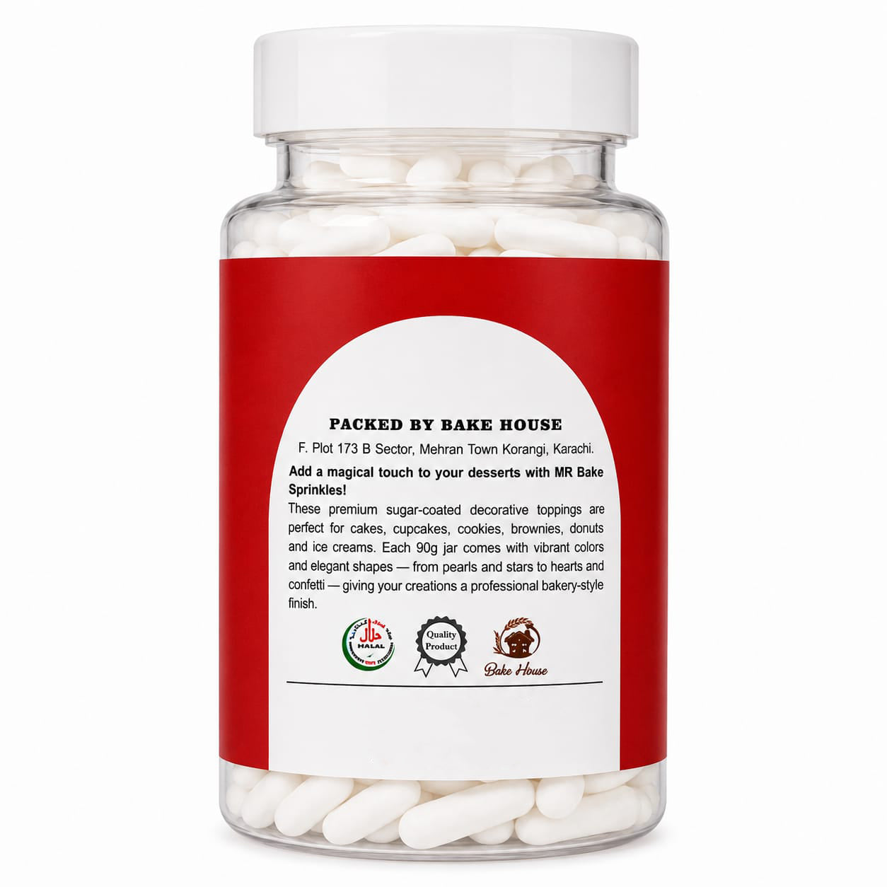 MR Bake White Capsaule Sprinkle - 90g Jar