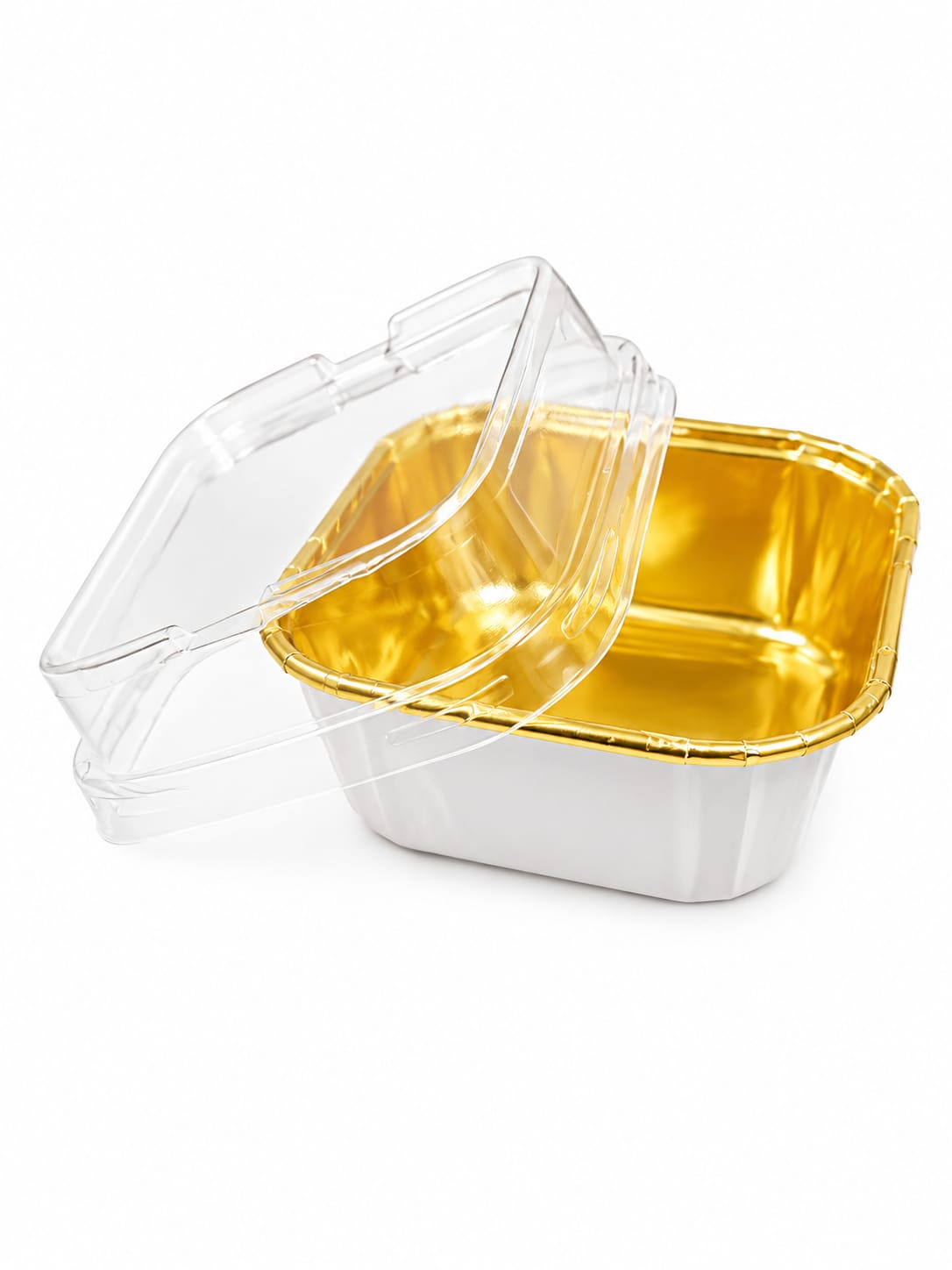 50Pcs Paper Foil Square Cupcake Liner White With Lid