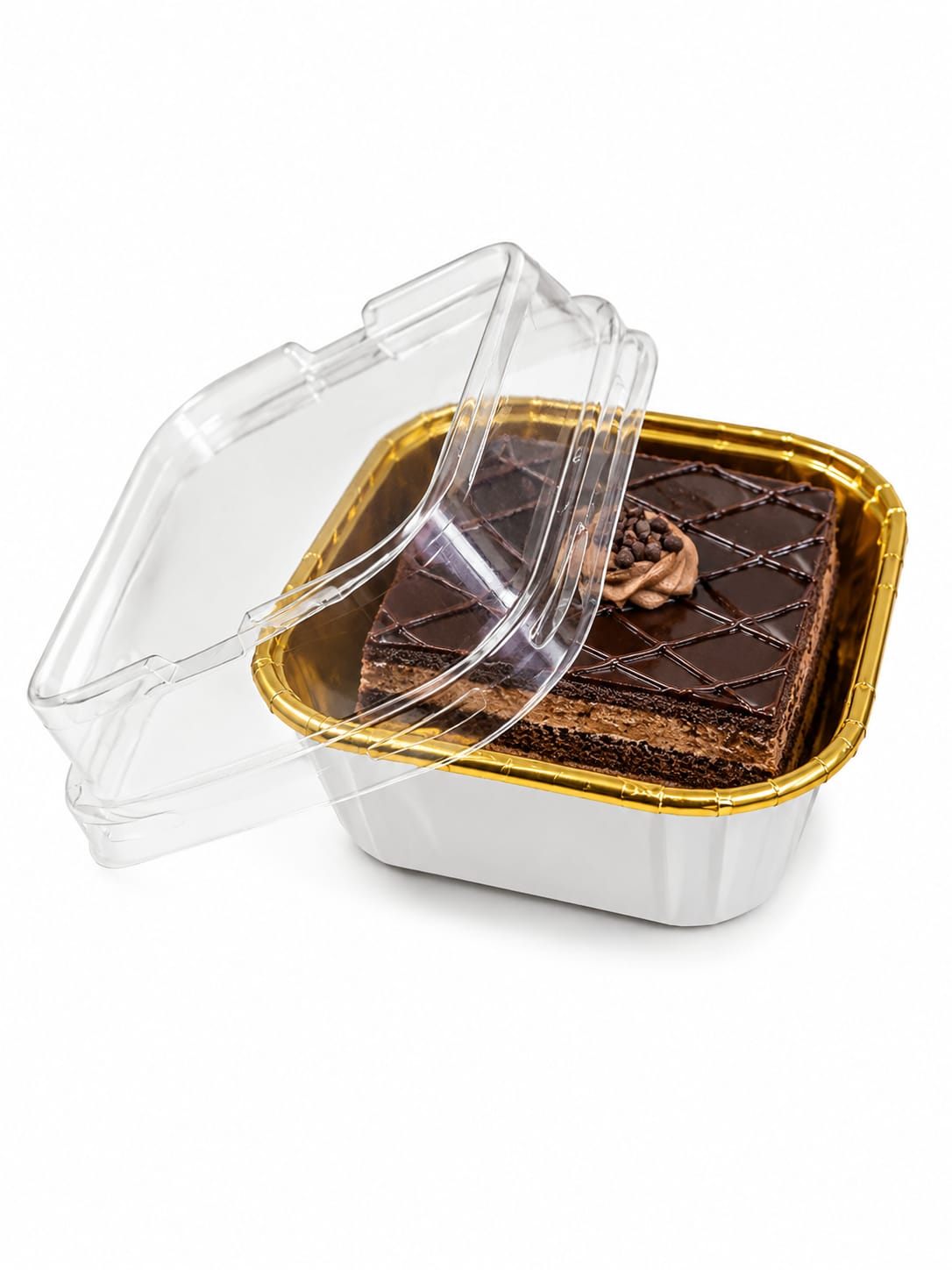 50Pcs Paper Foil Square Cupcake Liner White With Lid