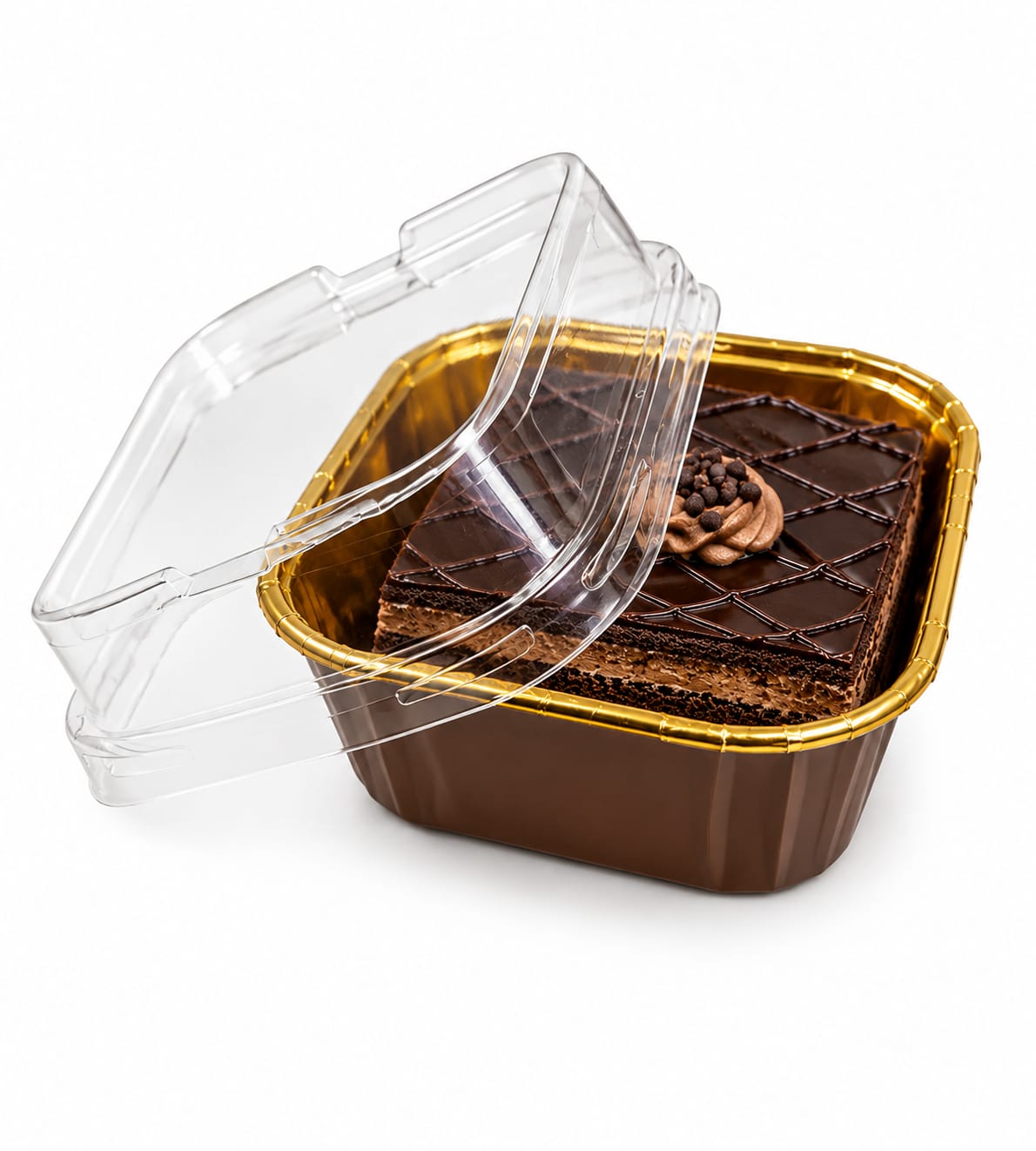 50Pcs Paper Foil Square Cupcake Liner Brown With Lid
