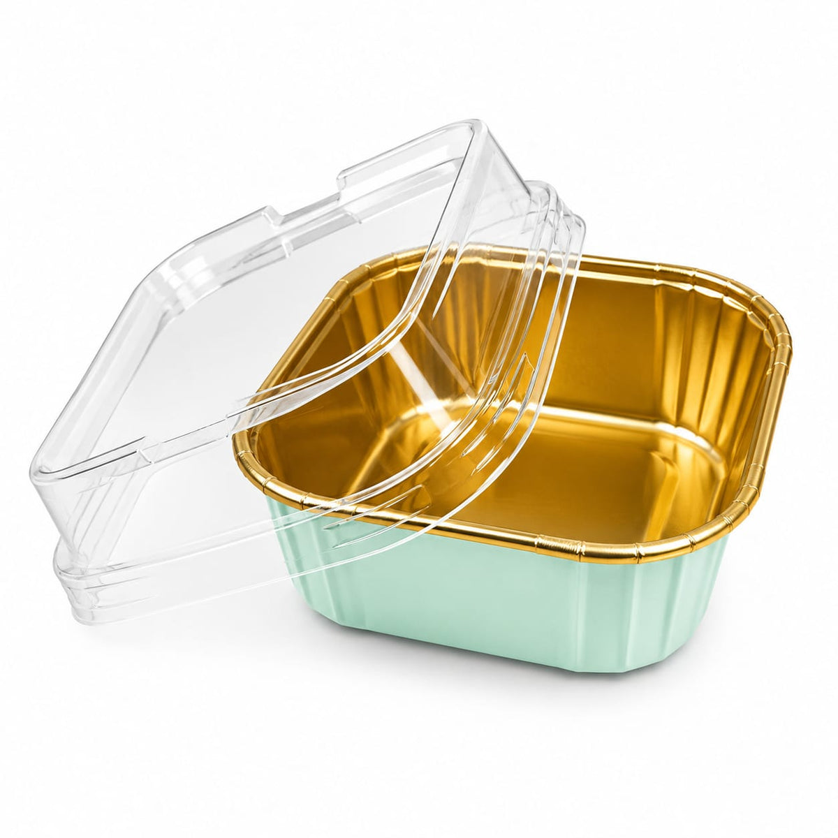 50Pcs Paper Foil Square Cupcake Liner Sea Green With Lid