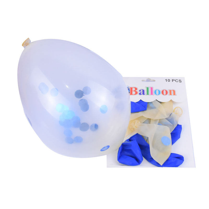 White Balloons Round Blue confetti & Plain Blue Balloons 9pcs