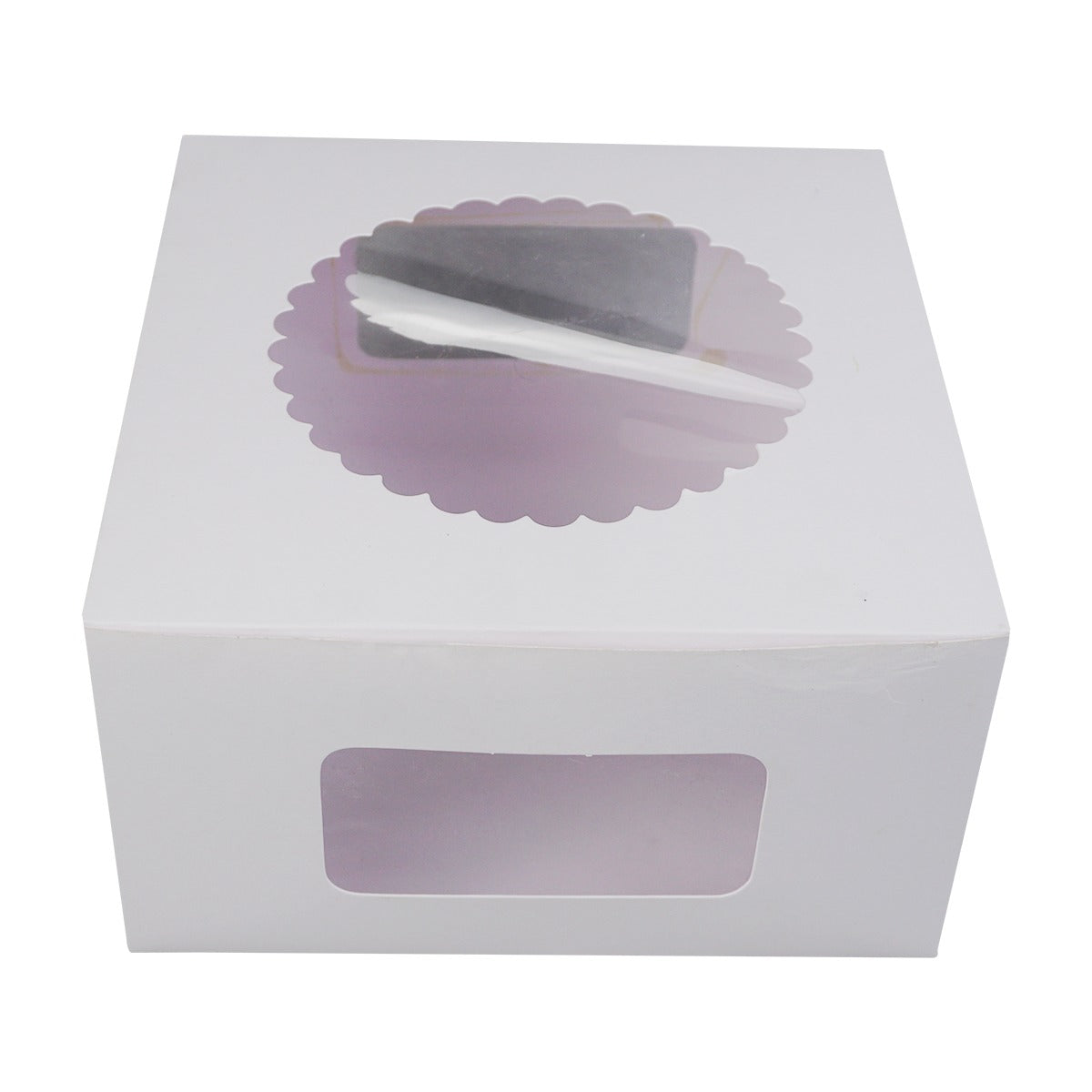 Cake Box 10 X 10 X 5.7 Inch with 3 Sided Transparent Windows