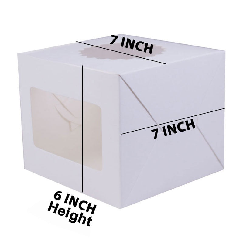 Cake Box 7 X 7 X 6 Inch with 2 Sided Transparent Windows