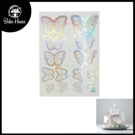 White Color Butterflies Cake Topper 14 Pcs Pack