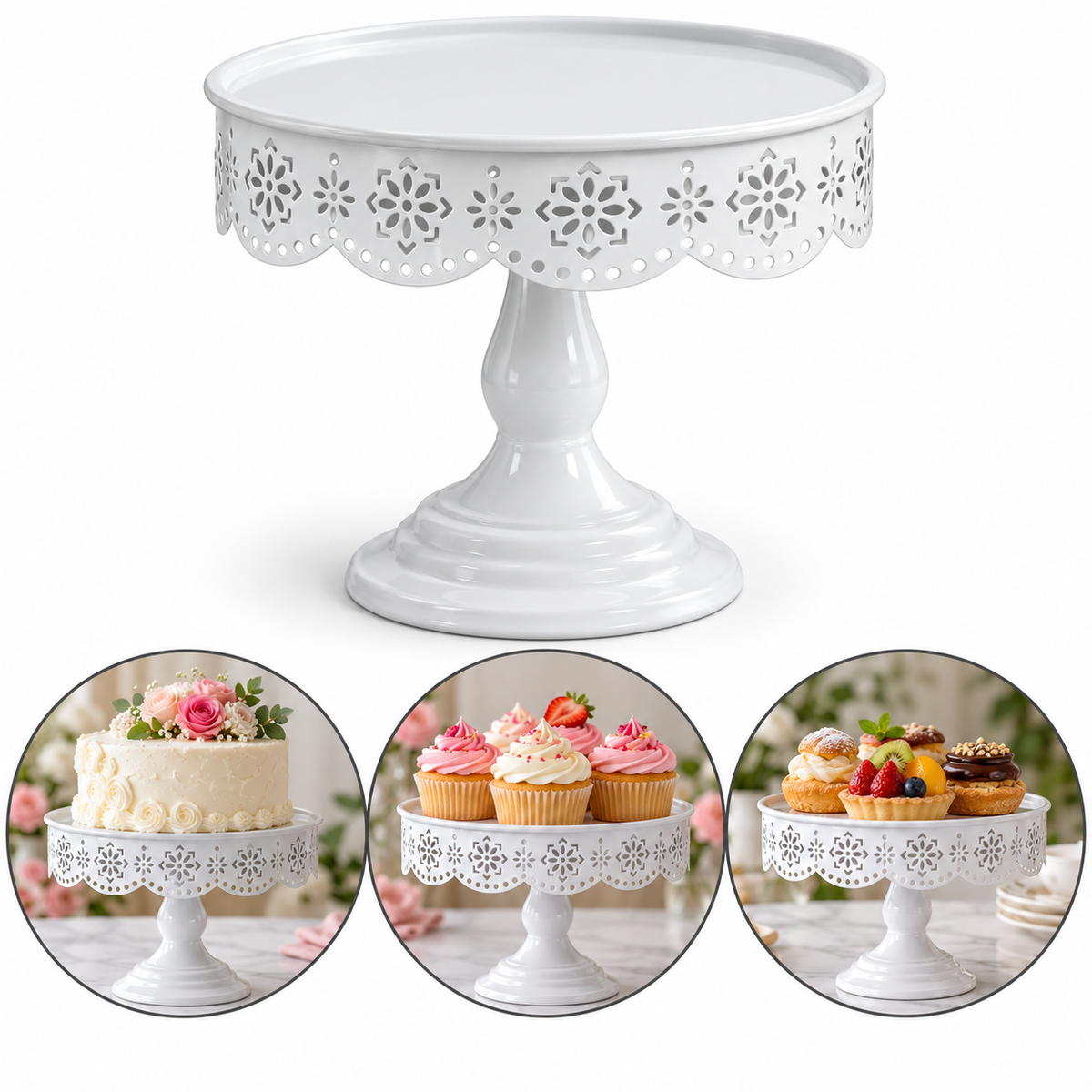 Metal White Cake Stand 12cm
