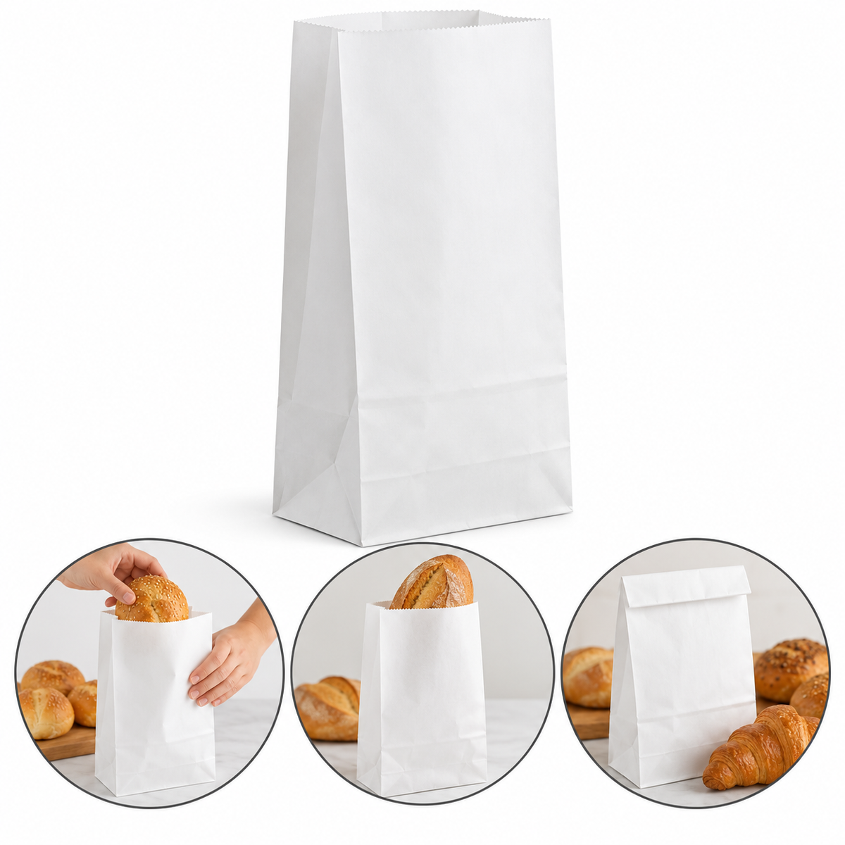 White Paper Bread Bag 26.5x15 cm