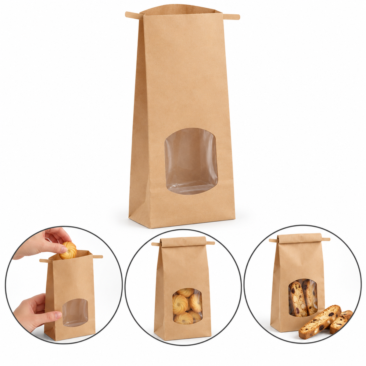 Brown Bread Paper Bag With Seal (25x12)cm