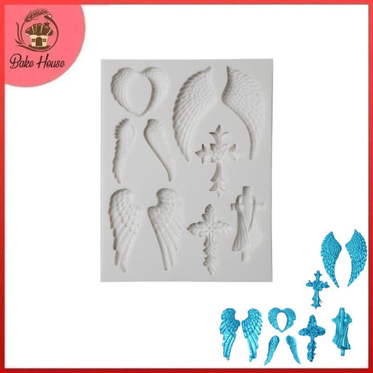 Wings & Crosses Silicone Fondant Mold 10 Cavity