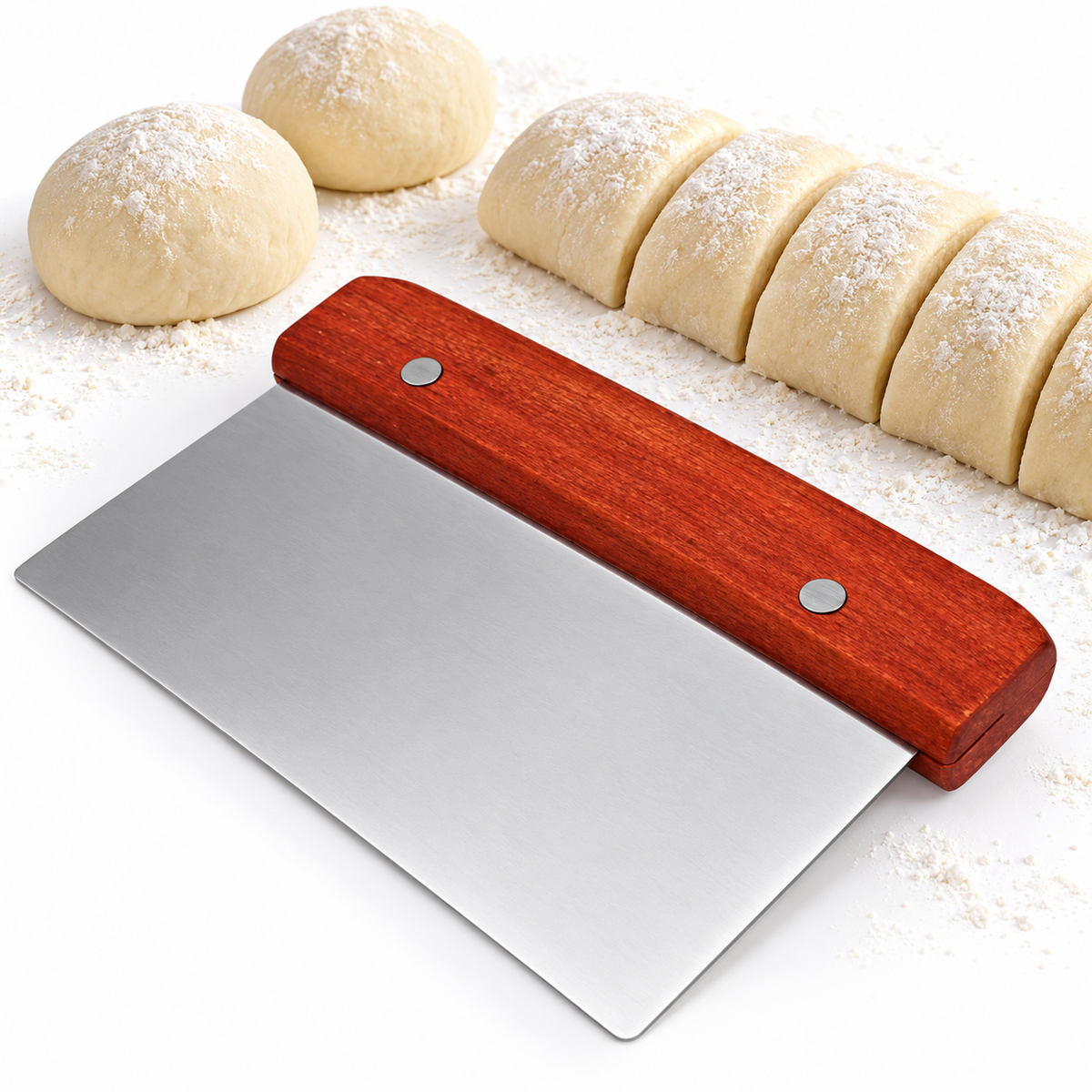 Cake Scraper Stainless Steel Wood Handle Large