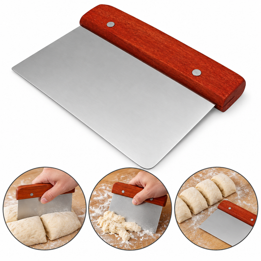 Cake Scraper Stainless Steel Wood Handle Large