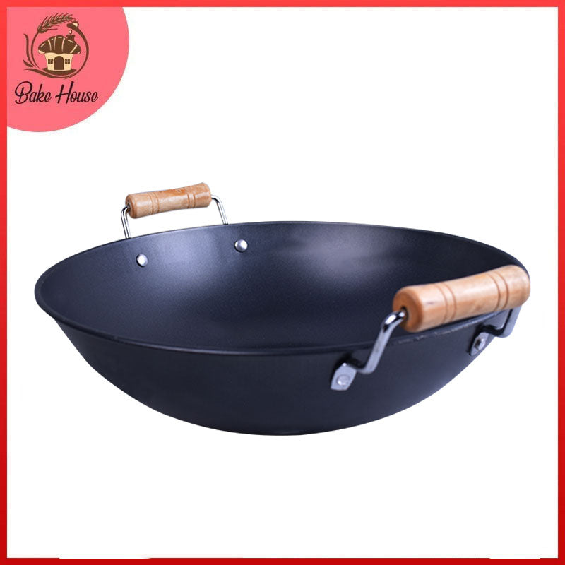 Wooden Grip Iron Karahi 24.5cm