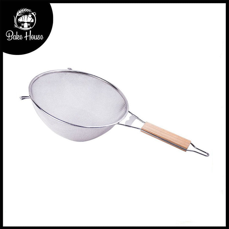 Wooden Handle Kitchen Multipurpose Seive Strainer 20.5cm Basket